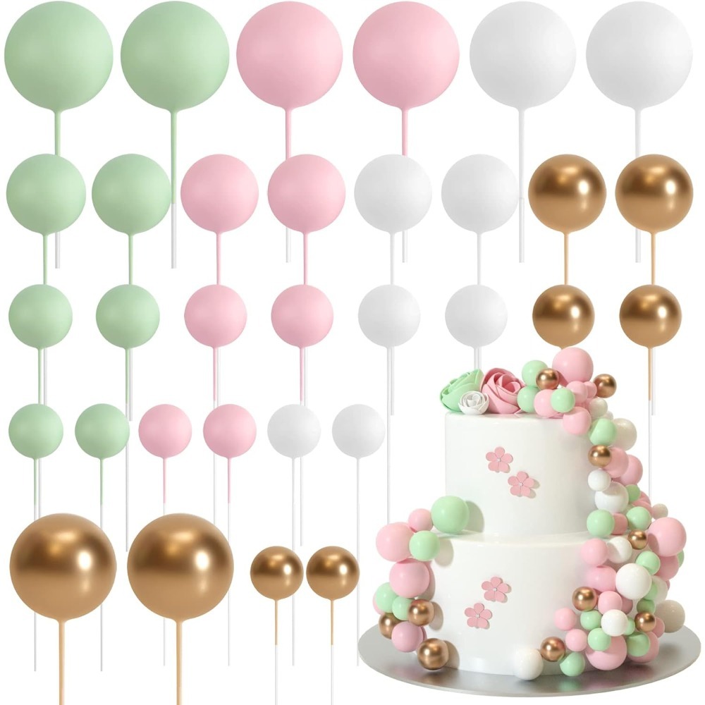 Gold Foil Flakes - 20Pcs Happy Birthday Ball Cake Gold