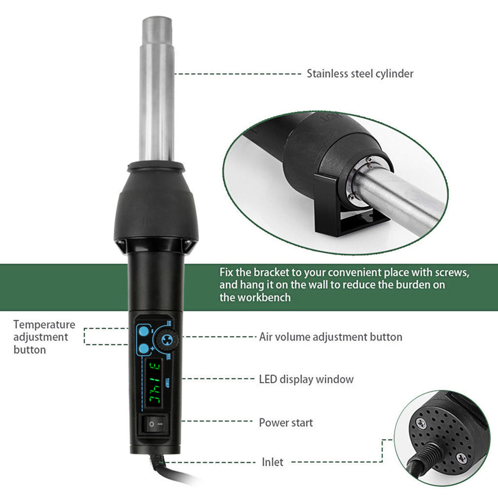 8858‑I / 650W LED Digital Disp - Heat Gun Small ulasan dan harga