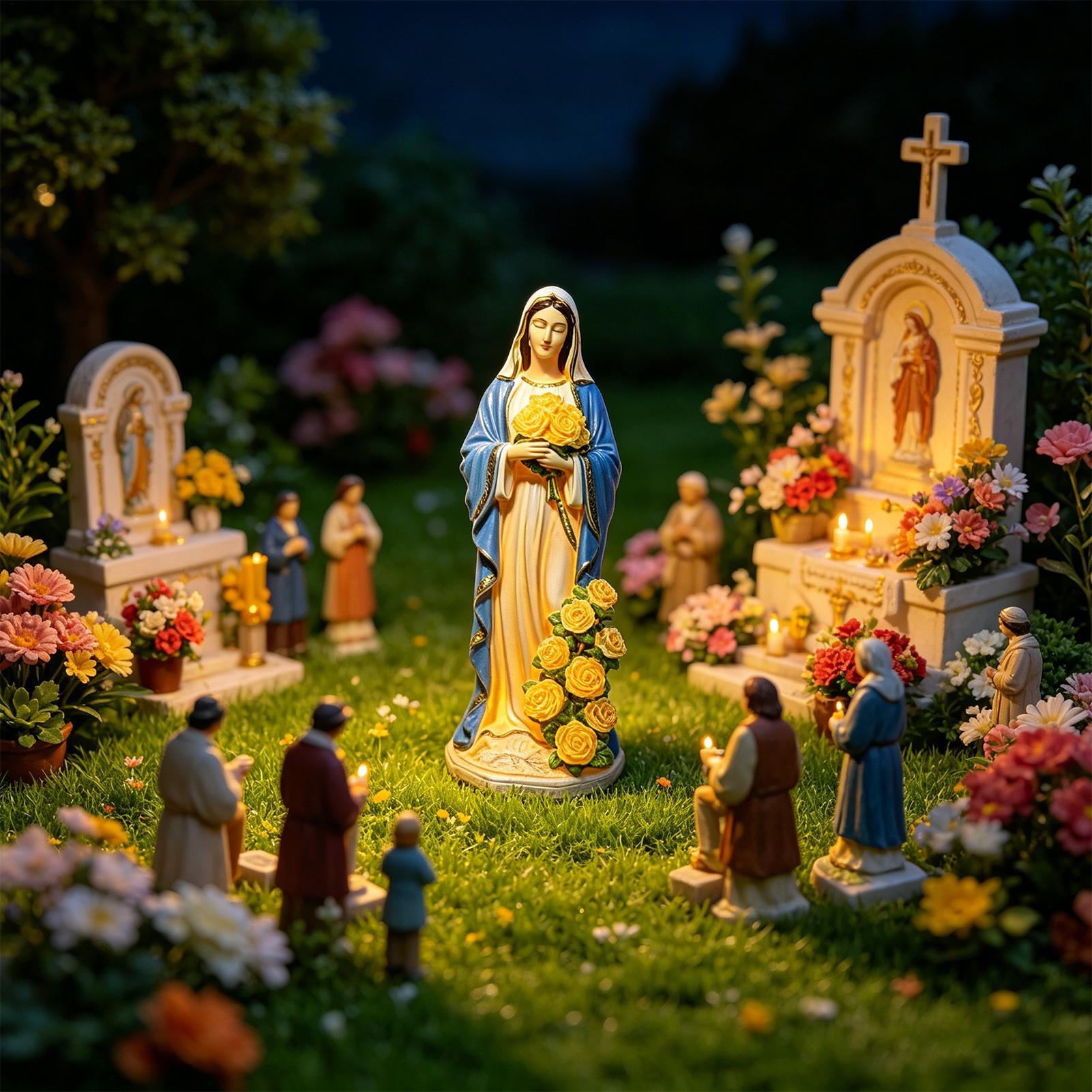 Virgin Mary Solar Statue Garde - Resin Crafts ulasan dan harga
