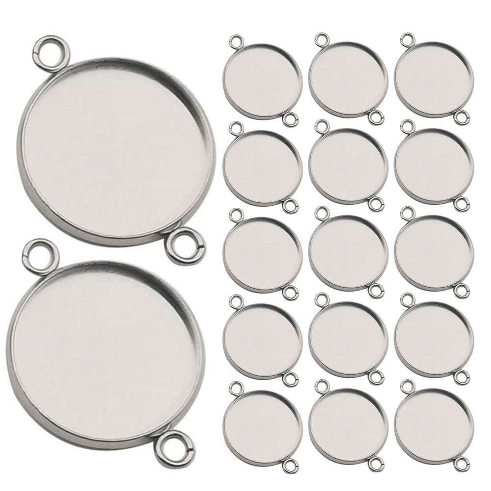 20Pcs Stainless Steel Jewelry  - Bezels Set Pendant ulasan dan harga
