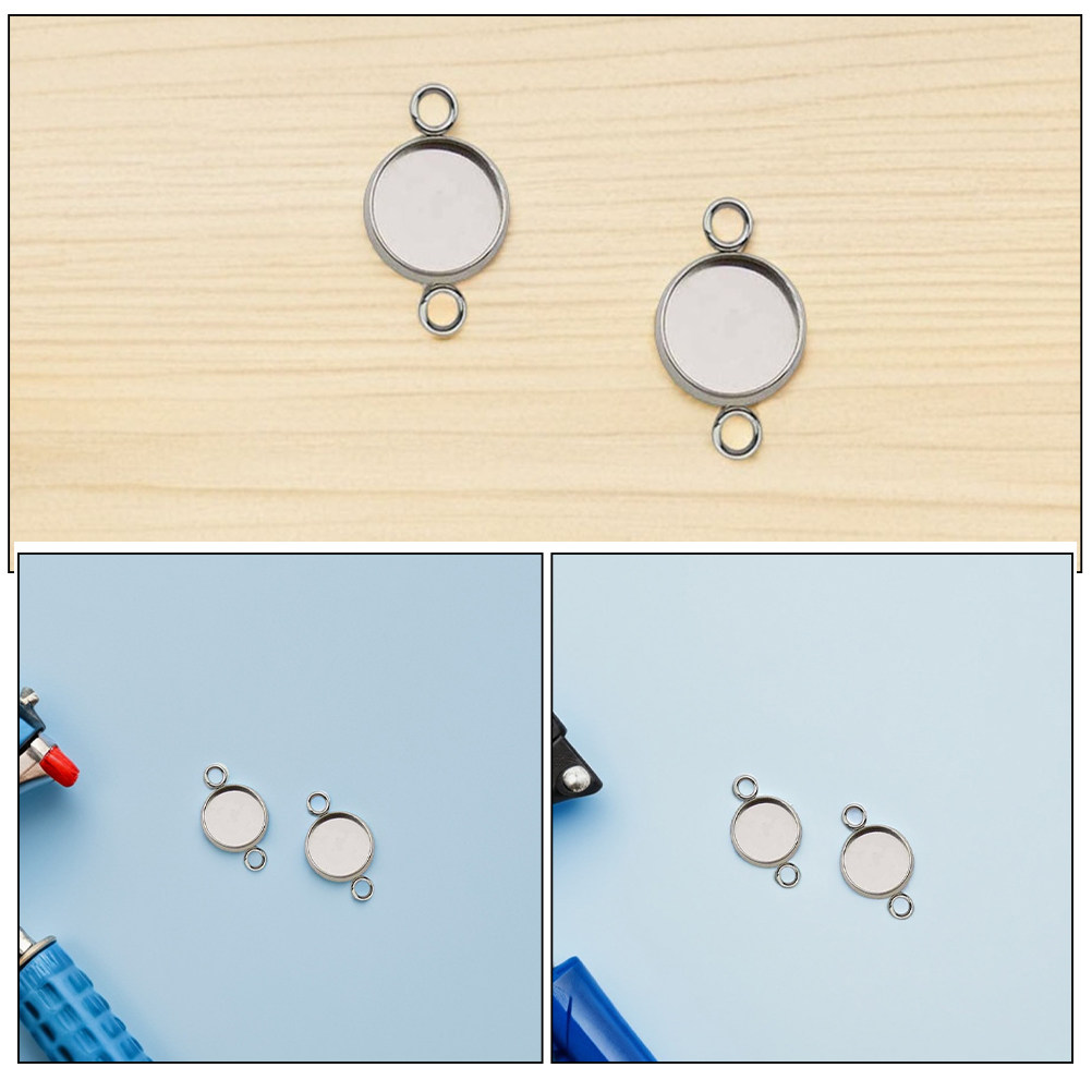 20Pcs Stainless Steel Jewelry  - Bezels Set Pendant ulasan dan harga