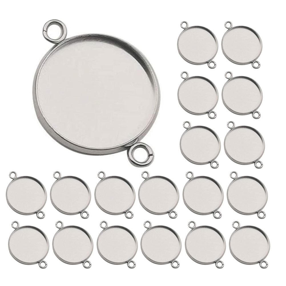 20Pcs Stainless Steel Jewelry  - Bezels Set Pendant ulasan dan harga