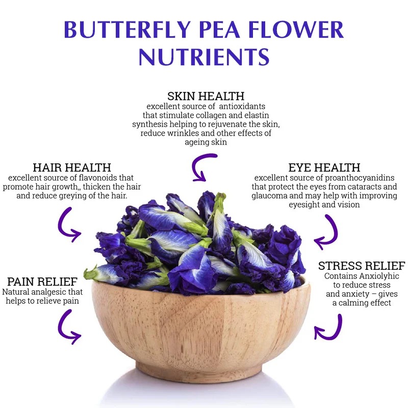 Organic Butterfly Pea Flower T - Dried Flower Bulk ulasan dan harga