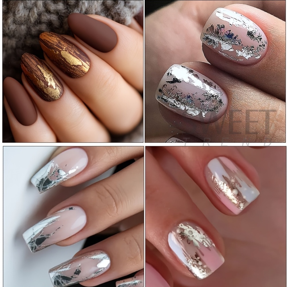 10 Types Matte Metallic Nail T - Gold Foil Flakes ulasan dan harga